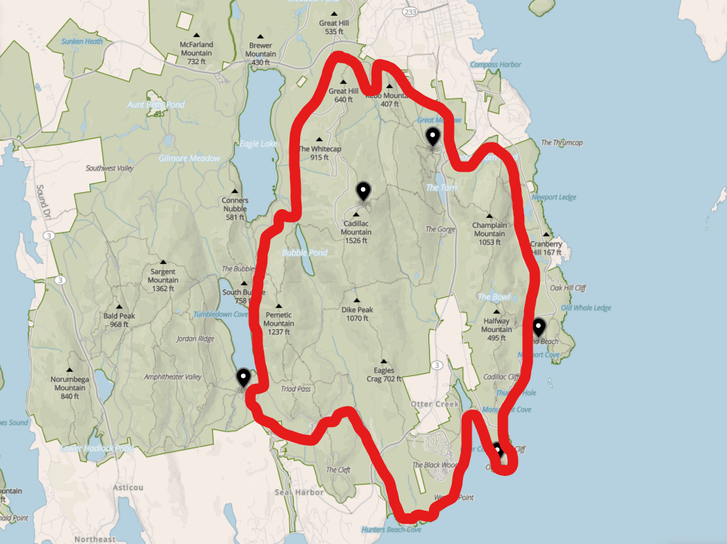 Map of Park Loop Road