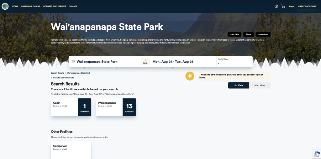 Wai’anapanapa State Park Cabin Reservation